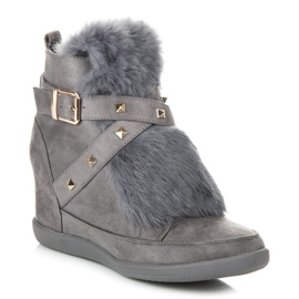 Kylie Sneakers With Fur grey 1