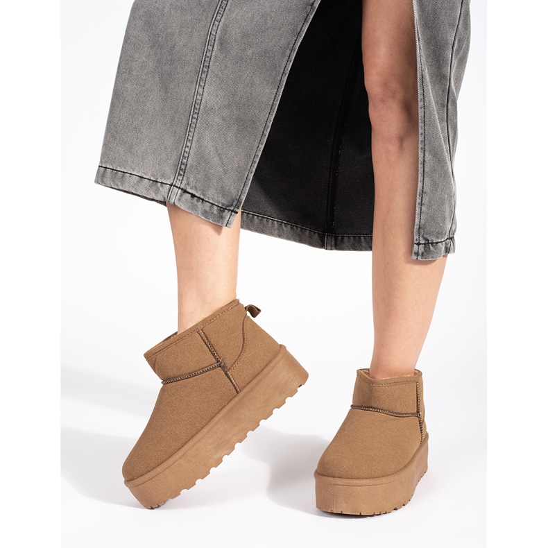 Seastar Beige insulated women's snow boots with a platform 2