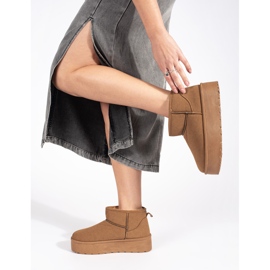 Seastar Beige insulated women's snow boots with a platform 1