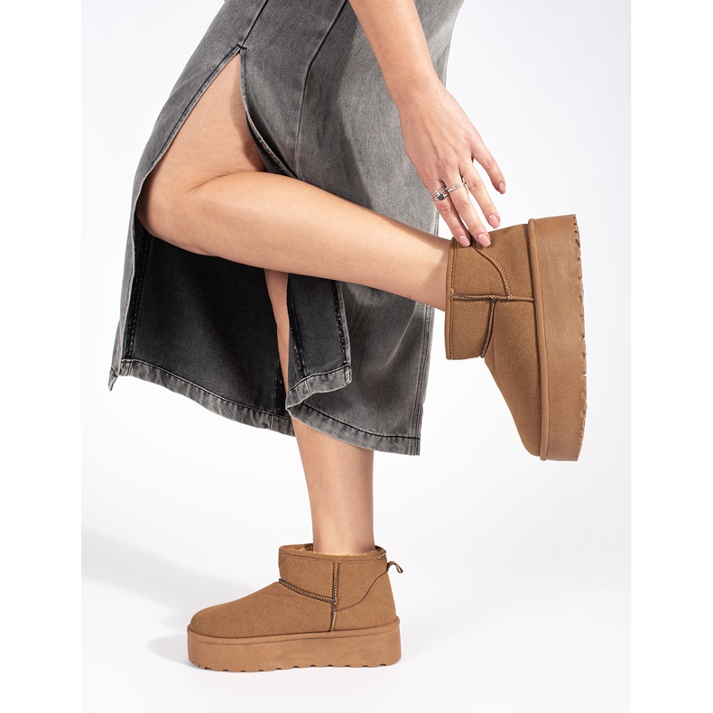 Seastar Beige insulated women's snow boots with a platform 1