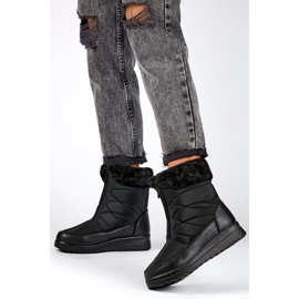 Insulated high winter boots for women, snow boots with a zipper, winter boots with a flat sole black 1