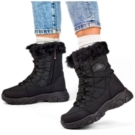 High, insulated snow boots, sports winter women's shoes, thickly insulated black 2
