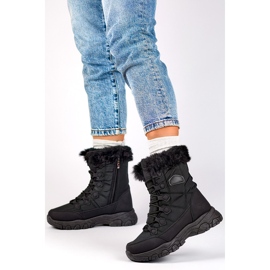 High, insulated snow boots, sports winter women's shoes, thickly insulated black 1