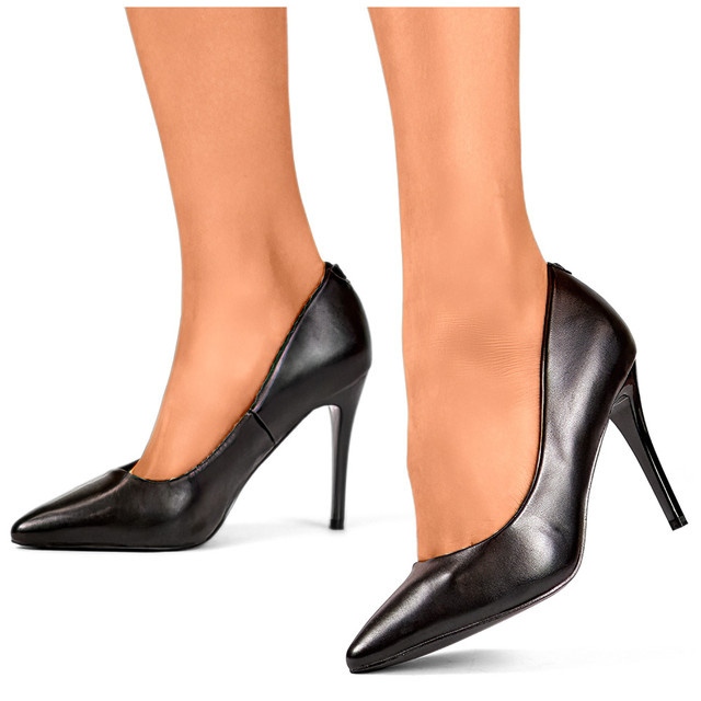 Classic black women's high heel stilettos with leather insole 1