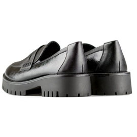 Black women's loafers with a thick sole, black women's moccasins 1