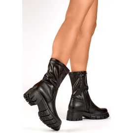 Potocki Black fitted women's worker ankle boots made of ecological leather 2