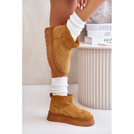 News Low women's snow boots on the platform insulated with Camel fur brown 4