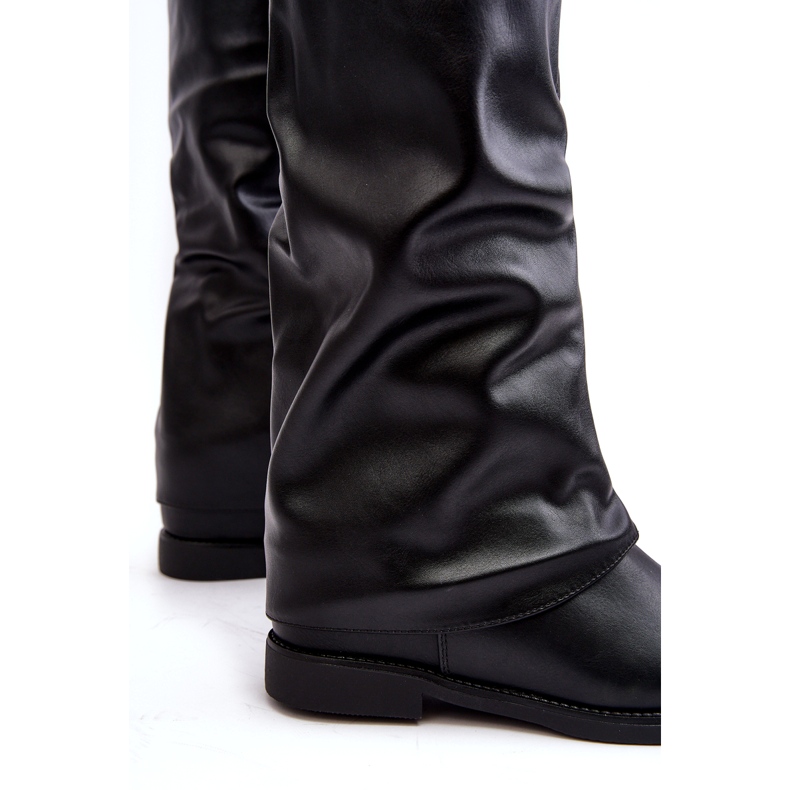 Women's Flat Boots with a Ruched Upper, Black Tercella 4