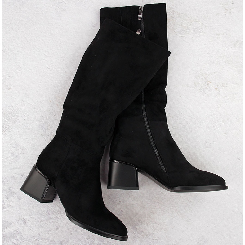 Black suede women's boots with a block Filippo DKZ6603 1