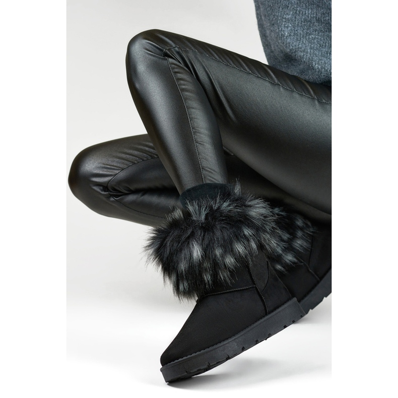 Women's mukluk snow boots with fur, black 1906-1-B 1