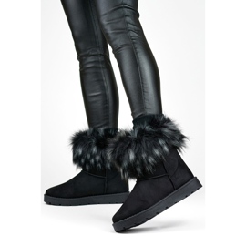 Women's mukluk snow boots with fur, black 1906-1-B 2