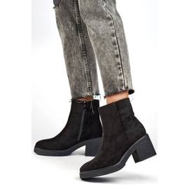 Women's classic suede high-heeled boots, black MS1508B 2
