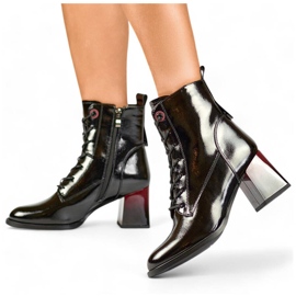 Women's lacquered ankle boots, black, GD-FL2106B 1