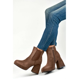 Women's ankle boots and platform, suede brown 987BR 1
