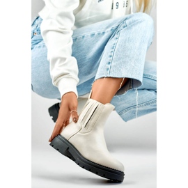 Women's insulated Chelsea boots, beige 250041BE-PU 1