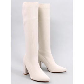 Elisha Beige elastic high-heeled boots 1
