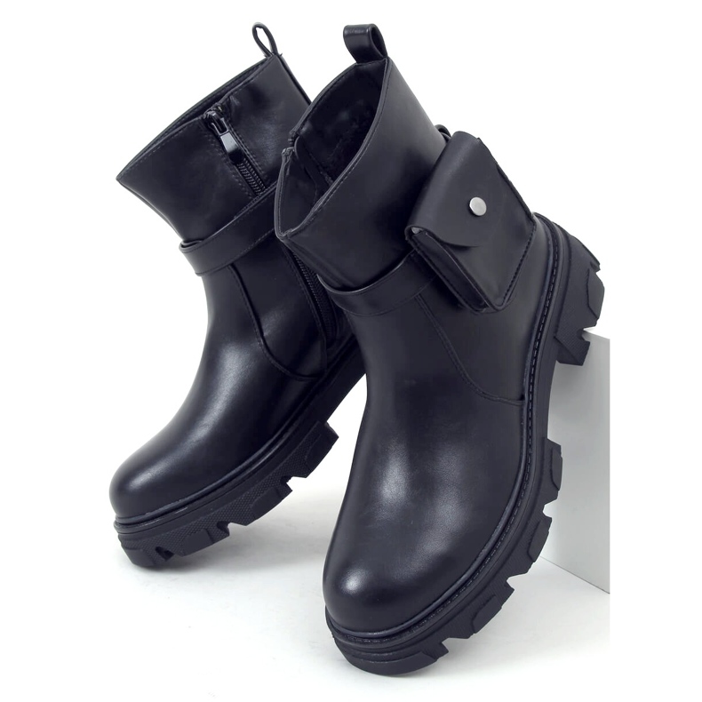 Martel Black ankle boots with detachable pouch 1