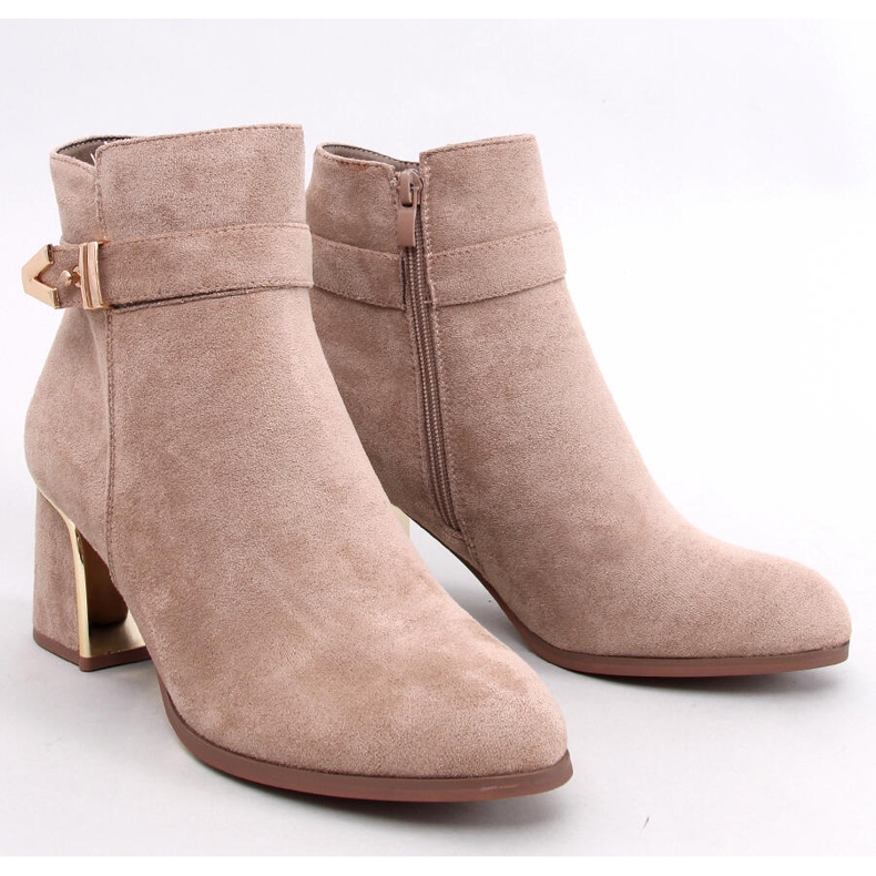 Elegant Khalia Khaki high-heeled ankle boots beige 1