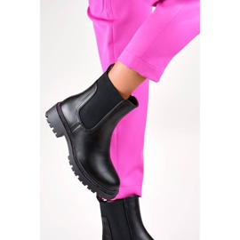 Women's insulated Chelsea boots with zircons, black RXJ-210B 2