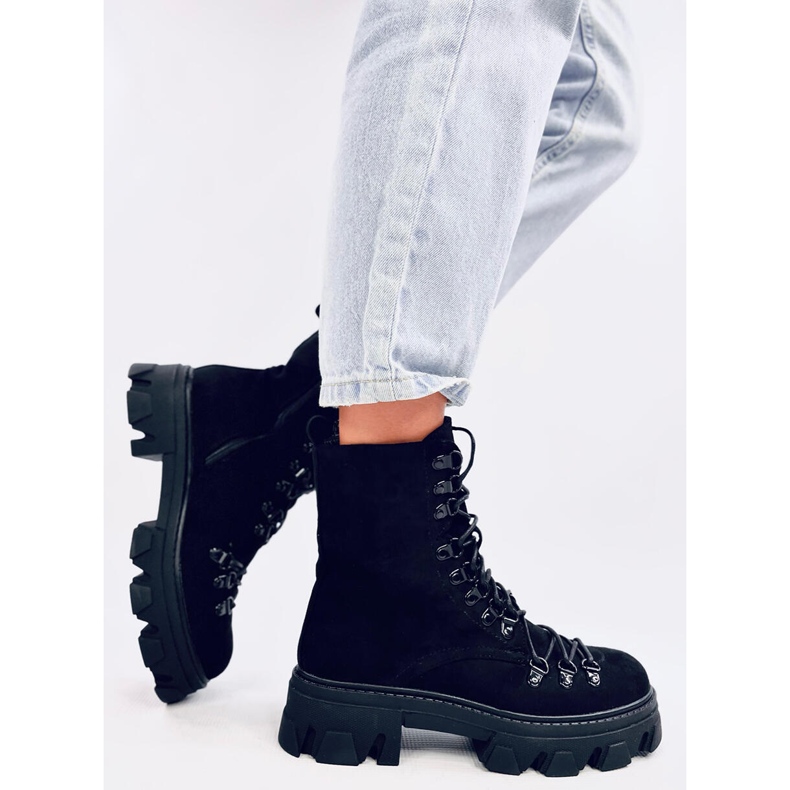Conor Black lace-up worker boots 1