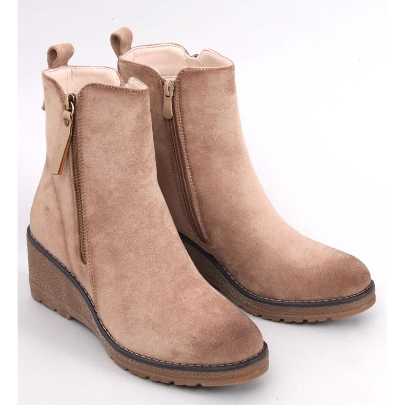 Meyer Beige wedge boots 1