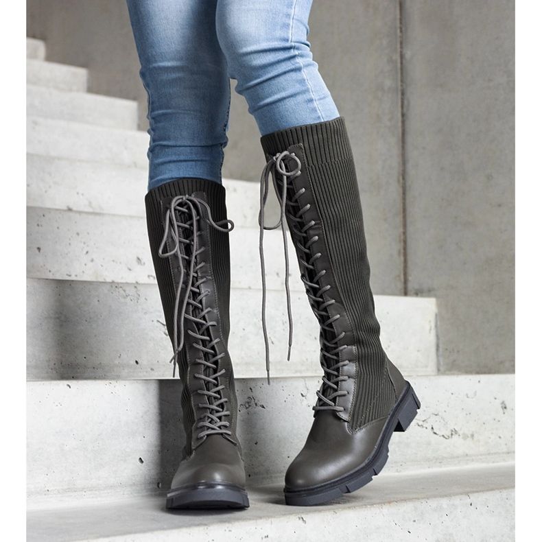 Green slip-on boots with an elastic upper from Veradi 1