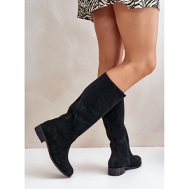 Lewski Shoes Suede Women's Mid-Calf Boots With Left Zipper 3616 Black 1