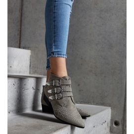 Green decorative low heel ankle boots Forever 1 Green decorative low heel ankle boots Forever 1