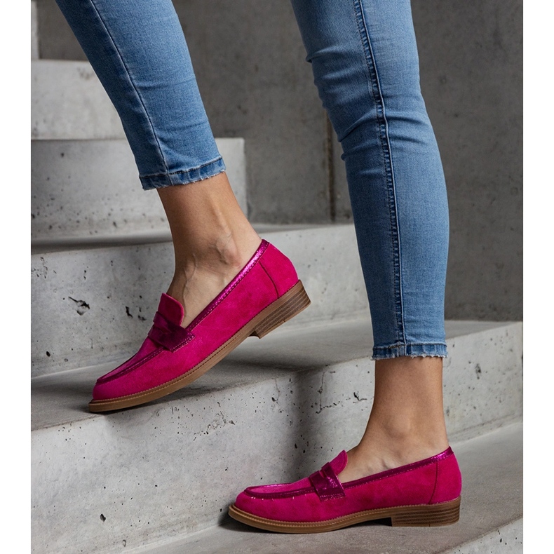 Pink velvet loafers with shiny inserts Leonolena 1 Pink velvet loafers with shiny inserts Leonolena 1