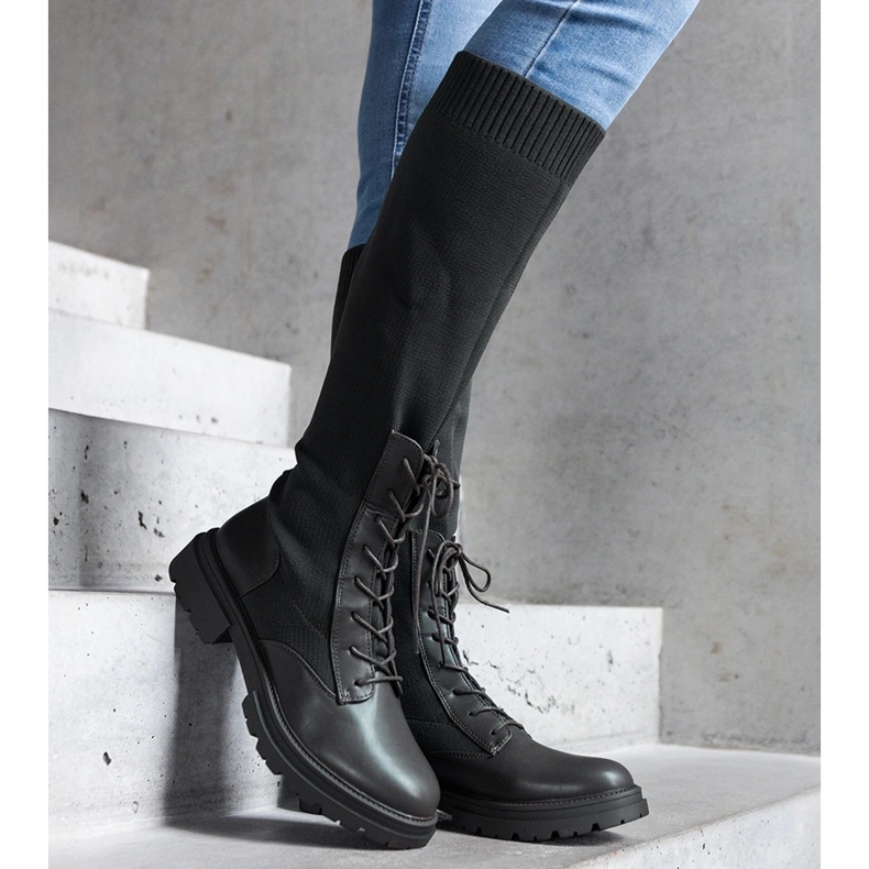 Green slip-on boots with a flexible material upper by Luana 1