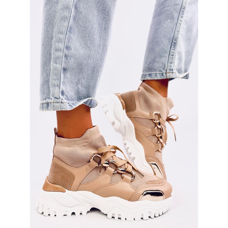 Petra Khaki sock sneakers beige 2