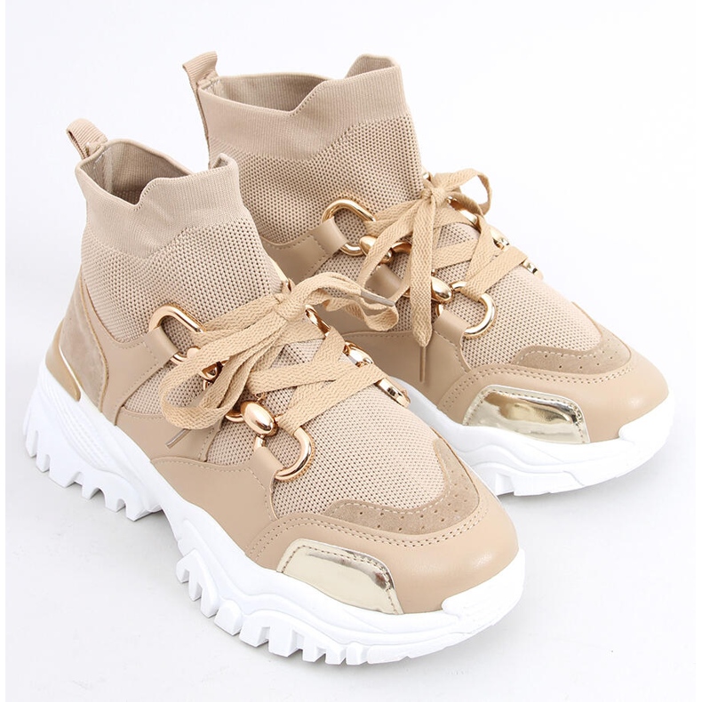 Petra Khaki sock sneakers beige 1