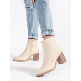 Beige suede classic women's ankle boots 1