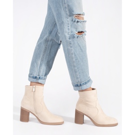 Beige suede classic women's ankle boots 2