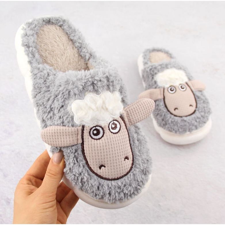 Filippo fur slippers with sheep DK6683 PAW577A grey 1