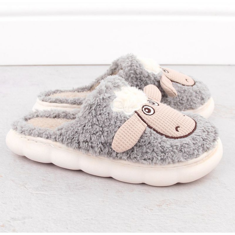 Filippo fur slippers with sheep DK6683 PAW577A grey 2