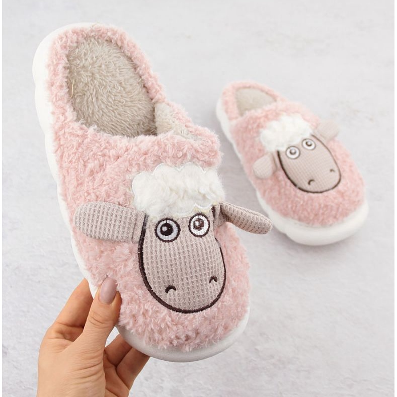 Filippo fur slippers with sheep W DK6683 PAW577B pink 1