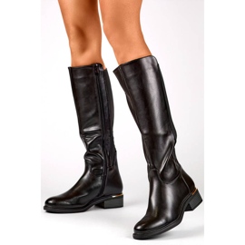 Women's boots with elastic rubber, black FC20B 1
