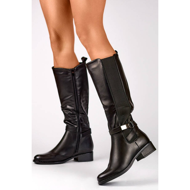 Women's boots with elastic rubber, black JK-167B 1