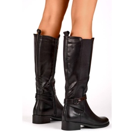 Women's boots with elastic rubber, black JK-167B 2