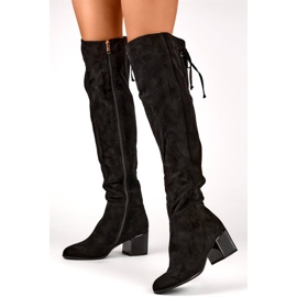 Women's over-the-knee suede over-the-knee boots, black FL3002B 1