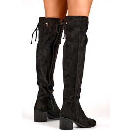 Women's over-the-knee suede over-the-knee boots, black FL3002B 2
