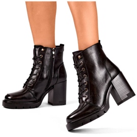 Women's insulated high-heeled ankle boots, black 24-12493B 1