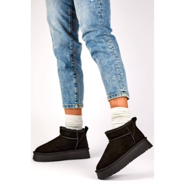 Leather women's suede snow boots, black XF-159B 2