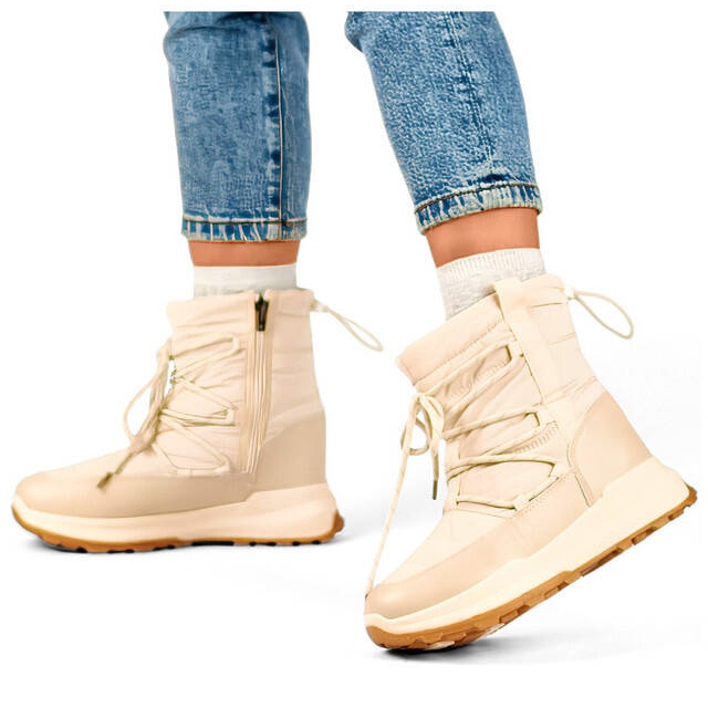 Women's platform snow boots, beige 24-16321BE 1