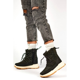 Women's platform snow boots, black 24-16321B 2