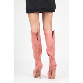 Comer Suede platform boots pink 1