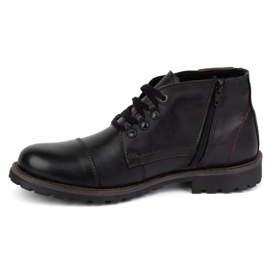 Olivier Men's winter boots with zipper, leather 963MP, black with black 1 Olivier Men's winter boots with zipper, leather 963MP, black with black 1