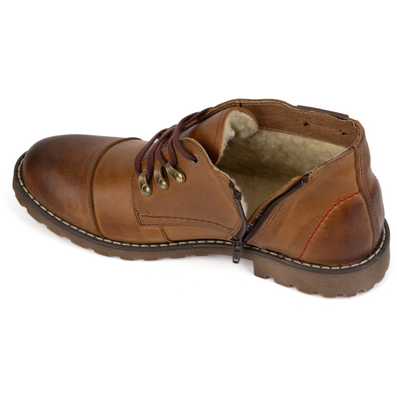 Olivier Men's short winter leather boots, 963MP, red beige 1 Olivier Men's short winter leather boots, 963MP, red beige 1