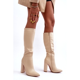 Women's beige leather boots 1